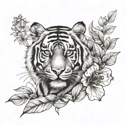 Tiger Emerging From A Trefoil Plant