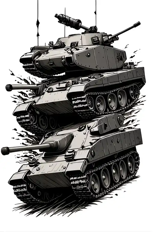 Military Tank Surrounded