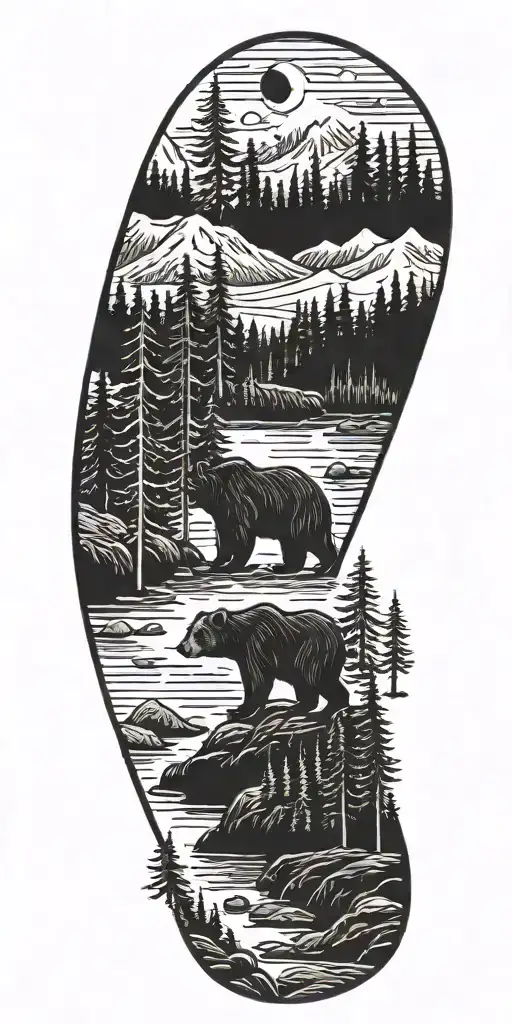 Fir Trees Fog Dark River Mountain Landscape Bear Radio Antenna