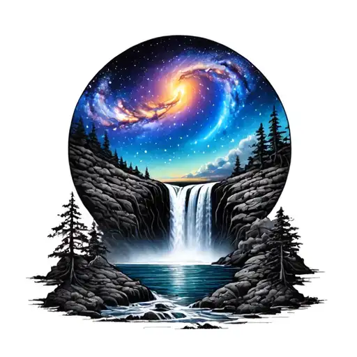Galaxy Turning In To Waterfall