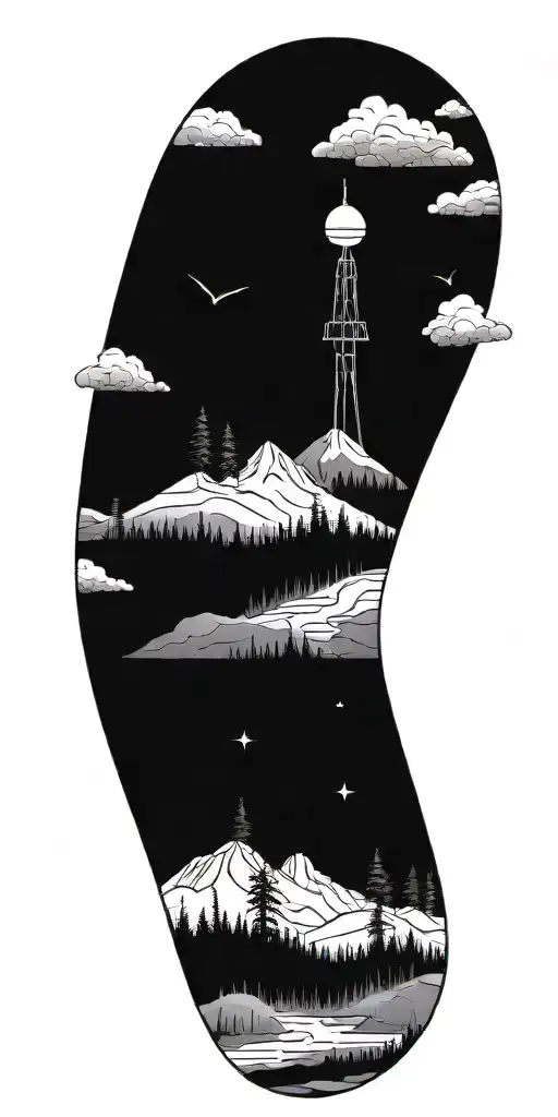 Fir Trees Fog Dark Atmosphere River Mountain Landscape Satelite Antenna