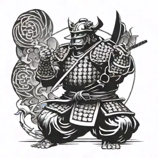 A Samurai Warrior Practicing Jiu Jitsu Techniques