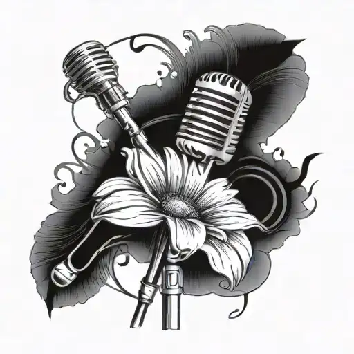 Gerbera Daisy Microphone Stand With Music Notes Flowing