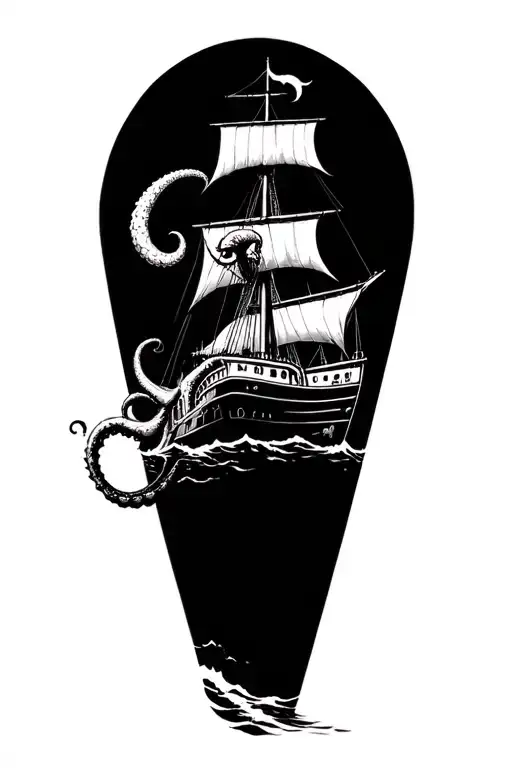 Kraken Attacking A Ship