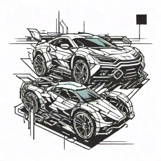 A Futuristic Cyberpunk Car Racing Through A Digital Game World