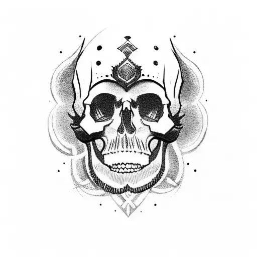 Skull With A Long Beard And A Viking Helmet