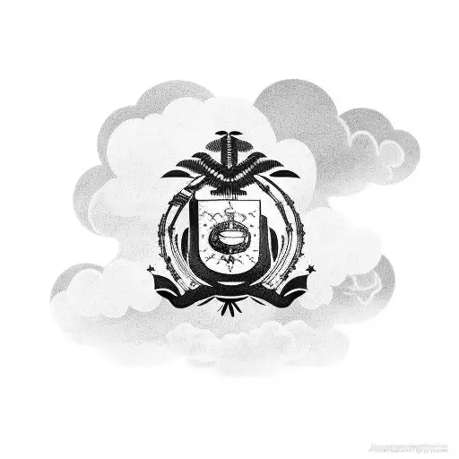 Dominican Flag With Clouds And Music Notes