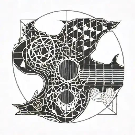 A Geometric Pattern Of Guitar Strings Forming A Unique Design