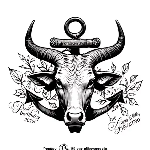 Taurus Bull And Birthday Date And Anchor Surrounded
