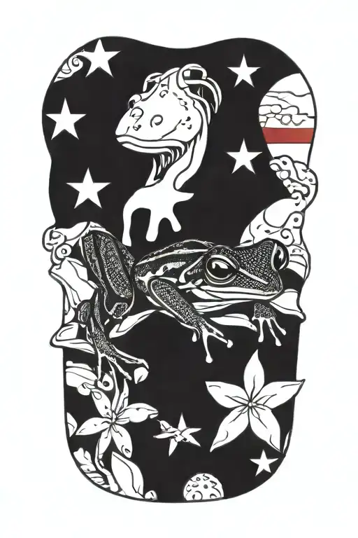 Abstract Design Featuring Coqui Frog Sitting In Front Of Puerto Rican Flag