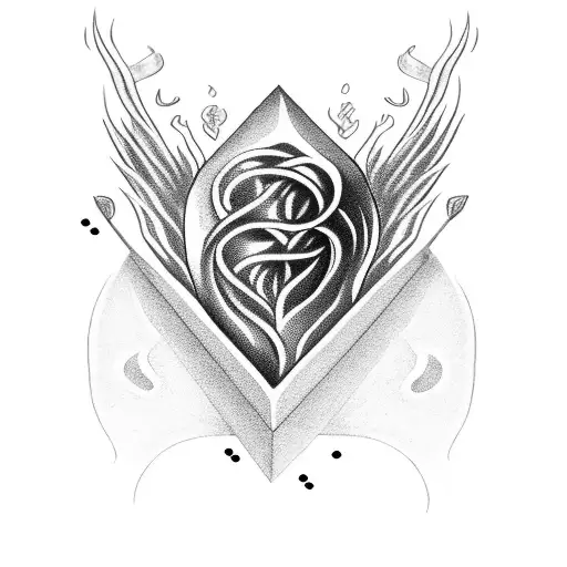 Black Broken Heart With Flame