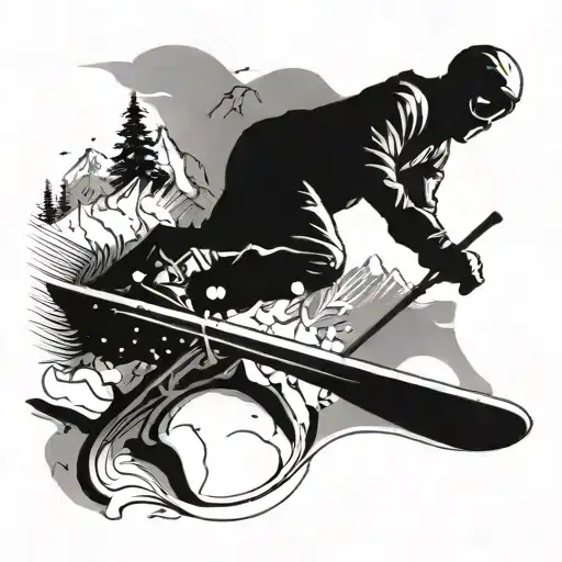 A Snow Skier Carving Through Fresh Powder With A Mountain Backdrop