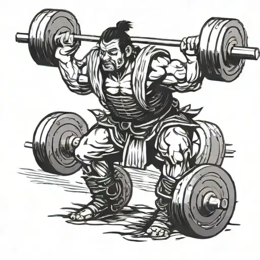 A Samurai Warrior Doing A Deadlift At The Gym