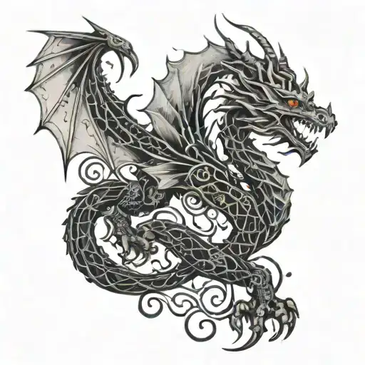 A High-tech Dragon With Slavic Symbols Incorporated Into Its Design