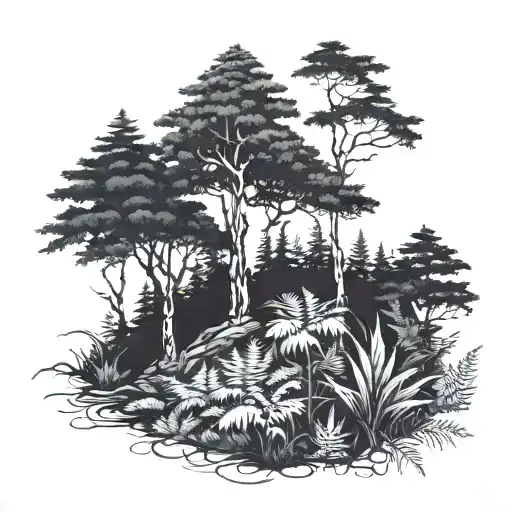 Fern Tree Forest Scene