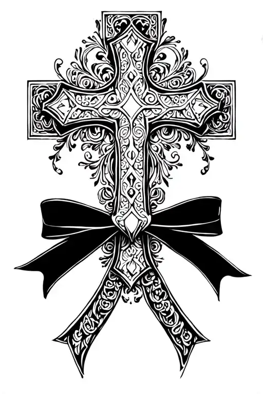Cross And Small Black Bow