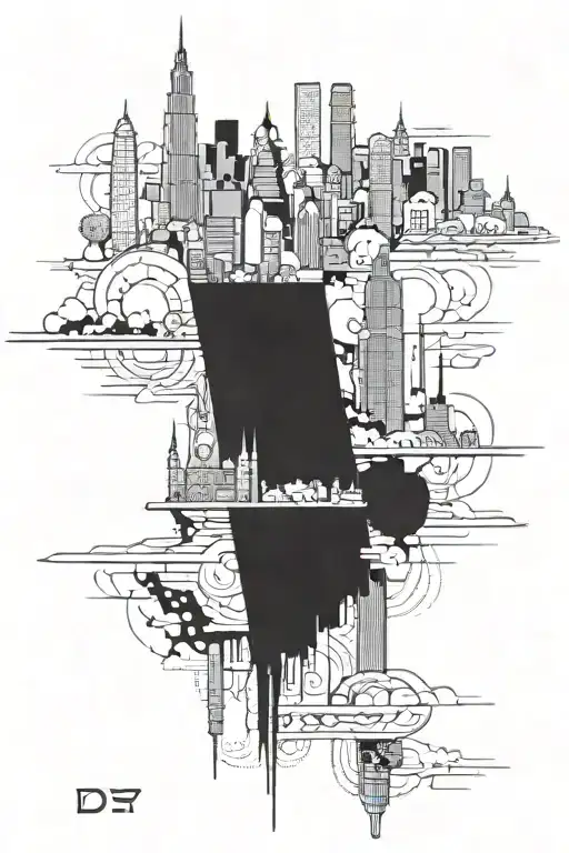 Demage City Skyline In The Background