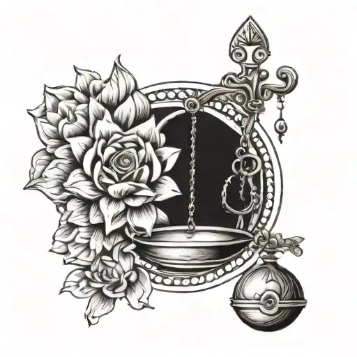 Libra In Combination With A Lotus Flower