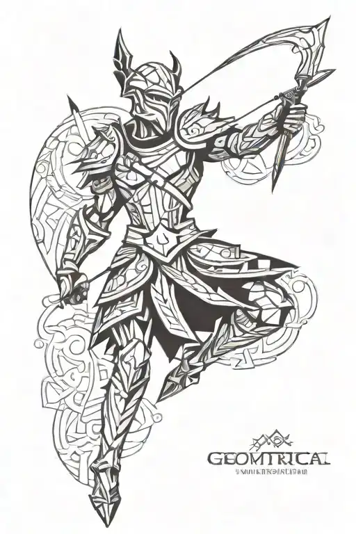 Geometrical Arts Warrior Surrounded