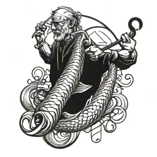 Dad With A Fishing Hook Intertwined