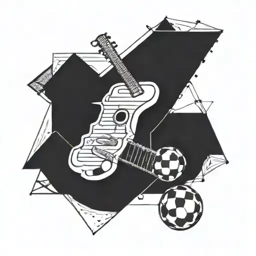 A Geometric Design Incorporating Musical Instruments And Soccer Elements