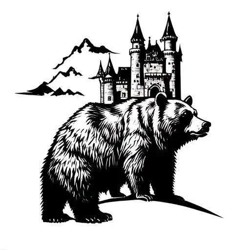 Bear In Front Of A Castle Surrounded