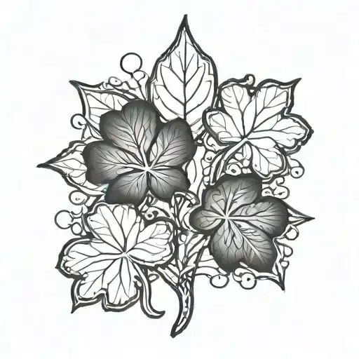 Maple Leaf And Four Leaf Clover Combined Together