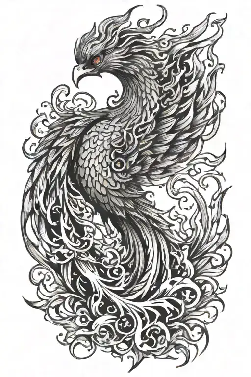 Phoenix Rising From Flames And Ashes Symbolizing Rebirth
