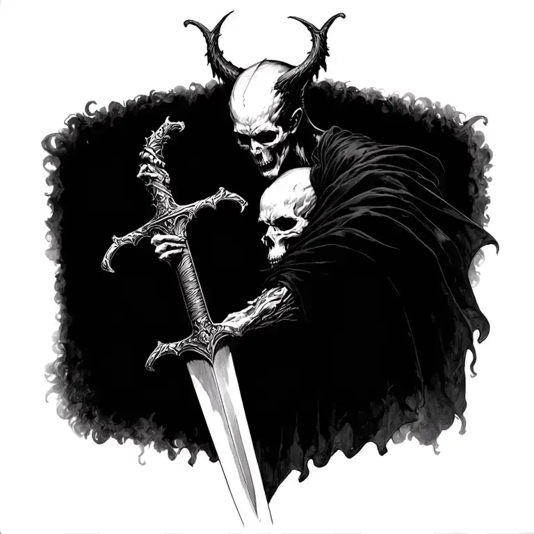 Lucifer Huging Dead Sword