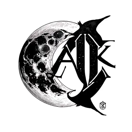 Moon With Ak Letters
