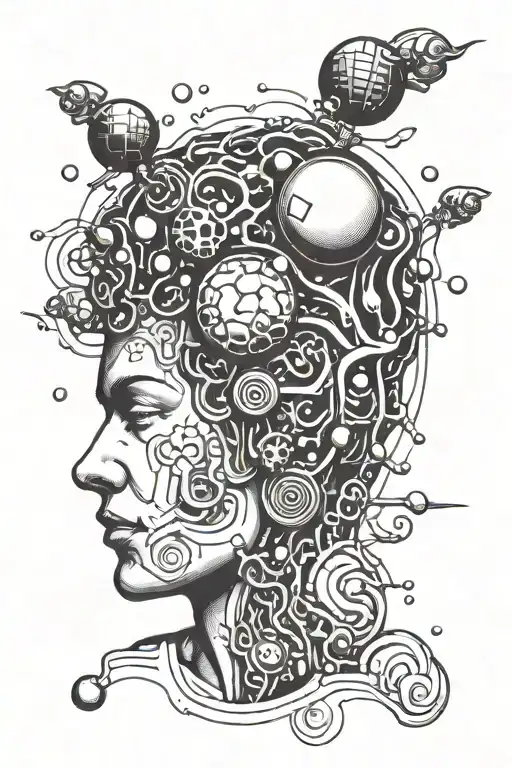 Head With Multiple Brain Bubbles Containing Family Nature Technology