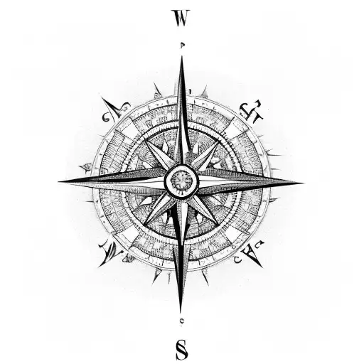 Compass In Front Of Sea
