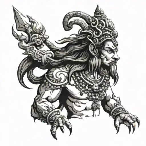 A Tattao Of A Lord Shiv Which Combine With All The Ferocious Animal Kingdom