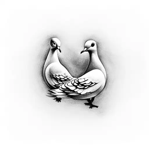 Abstract Of 2 Doves Snuggling And Standing On A Infinity Symbol