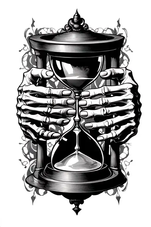 Skeleton Hands Holding Hourglass Dark