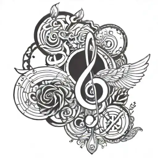 Incorporate Sacred Religious Symbols Into A Music-themed Tattoo Design