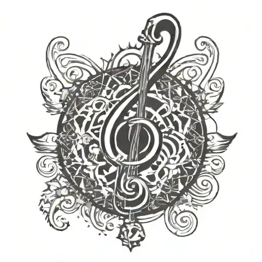 Incorporate Sacred Religious Symbols Into A Music-themed Tattoo Design