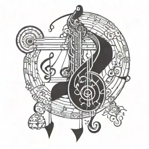 Combine Norse Mythology Symbols With Musical Notes In A Blackwork Tattoo Design