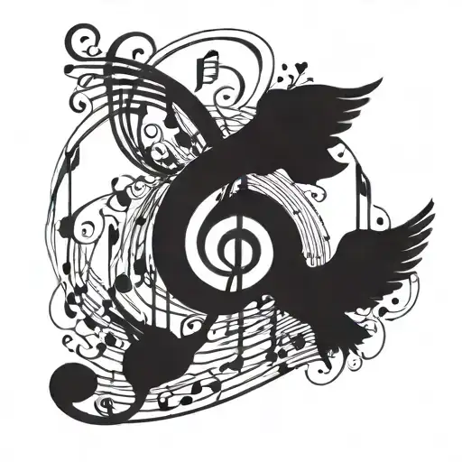 A Tattoo Design Combining Music Notes And A Silhouette Of Morrsons