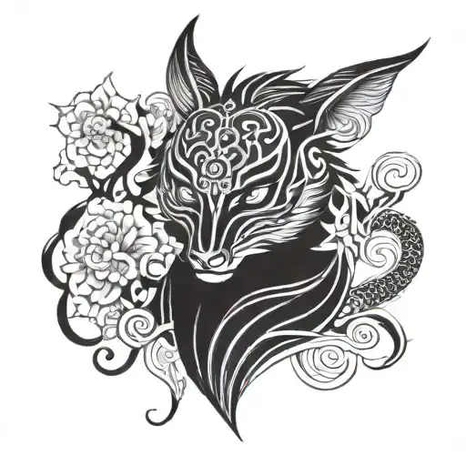 Create A Tattoo Of A Mysterious Masked Animal Inspired By Japanese Folklore