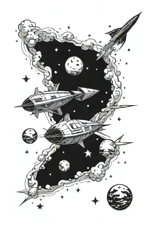 Ship In Space In A Meteor Showrt