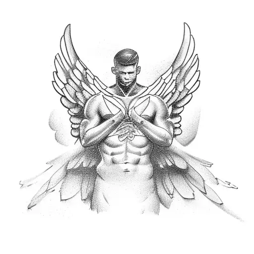 Muscular Male Angel Full Body