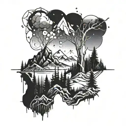 Futuristic Forest And Mountains