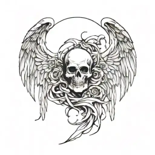 Holy Death With Demon And Angel Wings