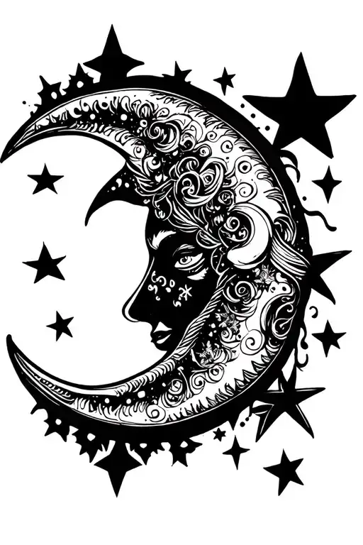 Crescent Moon And Stars