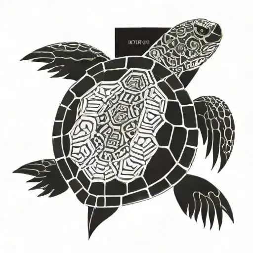 Preditor Turtle With Geometic Patterns On Shell