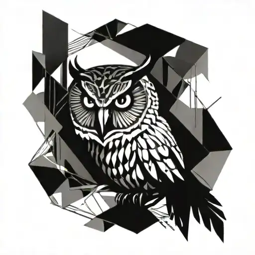 Abstract Geometric Design Incorporating An Owl Silhouette