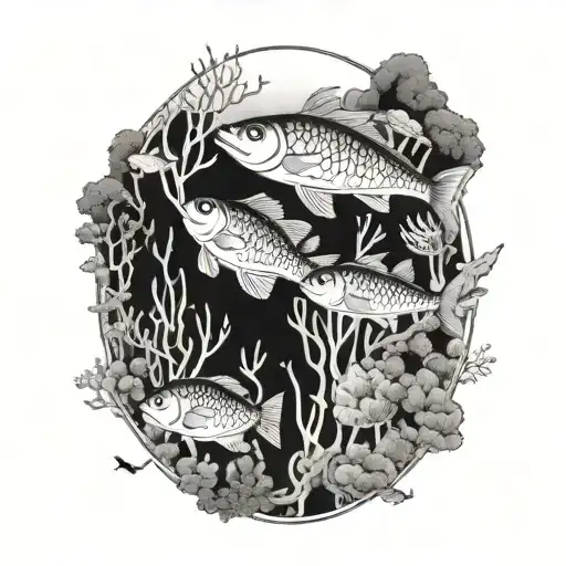 A Tranquil Underwater Scene With Swimming Fish And Coral Reefs