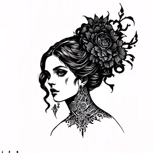 Dark Lady Head Tattoo Design