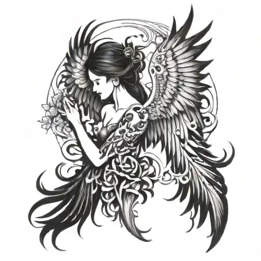 Girl Phoenix With Big Wings